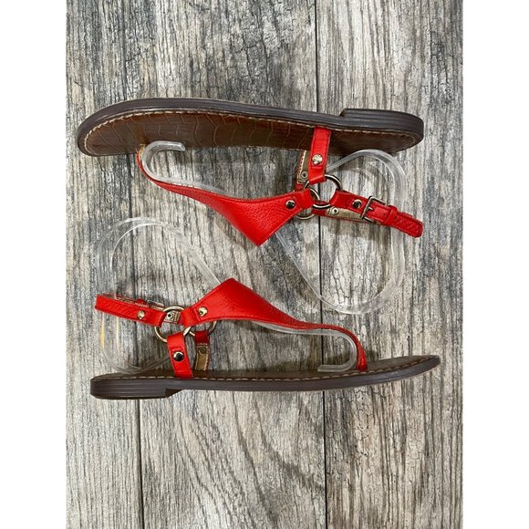 SAM EDELMAN GRETA Ankle Strap Leather Sandals Orange size 6.5M - Picture 4 of 12